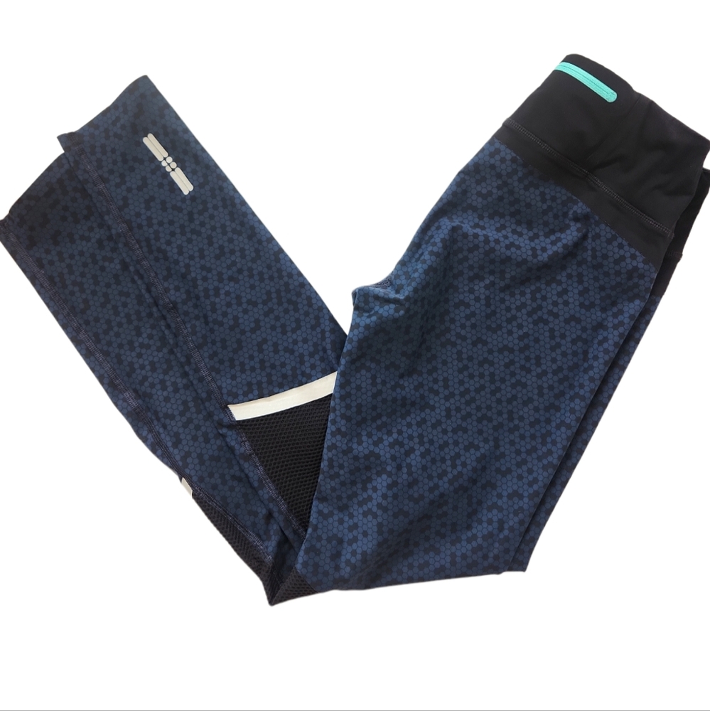 Sweaty Betty Navy Blue Geometric Print Leggings Womens Sz S
